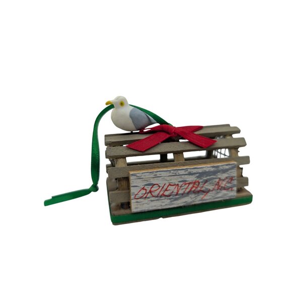 Handmade Ornament Miniature NC Town Seagull  wood Lobster Crab metal trap 2.8" - Picture 9 of 11
